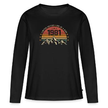 Jahrgang 1981 - Vintage Geburtstagsgeschenk 1981 - Frauen Premium Bio Langarmshirt - Schwarz - Vorne - Julia (174cm)