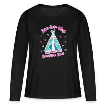 Camping Kind Campen Zelt Reise Camper Zelten - Frauen Premium Bio Langarmshirt - Schwarz - Vorne - Julia (174cm)