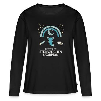 Skorpion Sternzeichen Geburtstag Sternenbild - Frauen Premium Bio Langarmshirt - Schwarz - Vorne - Julia (174cm)