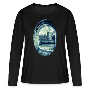 Londres, le Palais de Westminster et Big Ben - T-shirt manches longues Premium bio Femme - noir - Devant - Julia (174cm)