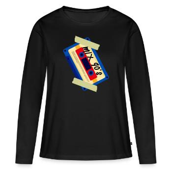 Mix Casette des années 90 - T-shirt manches longues Premium bio Femme - noir - Devant - Julia (174cm)