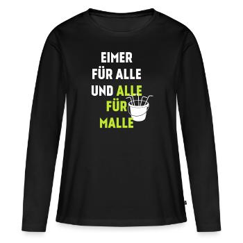 Eimer für Alle und alle für Malle - Frauen Premium Bio Langarmshirt - Schwarz - Vorne - Julia (174cm)