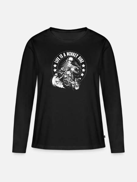 Monkey Bike - Frauen Premium Bio Langarmshirt - Schwarz