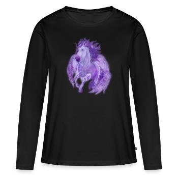 Pégase - T-shirt manches longues Premium bio Femme - noir - Devant - Julia (174cm)