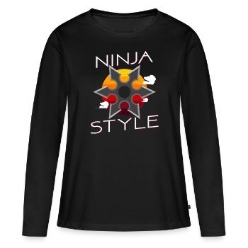 Ninja Style - Frauen Premium Bio Langarmshirt - Schwarz - Vorne - Julia (174cm)