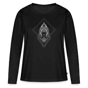 Bouddha esthétique - T-shirt manches longues Premium bio Femme - noir - Devant - Julia (174cm)
