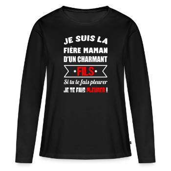 Je suis la fière maman d'un charmant fils t-shirt - T-shirt manches longues Premium bio Femme - noir - Devant - Julia (174cm)
