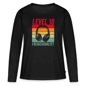 Level 10 Unlocked 10. Geburtstag 10 Jahre Gamer - Frauen Premium Bio Langarmshirt - Schwarz - Vorne - Julia (174cm)