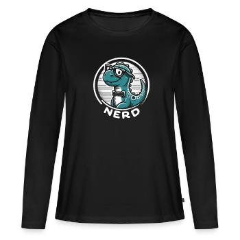 Nerd - T-shirt manches longues Premium bio Femme - noir - Devant - Julia (174cm)
