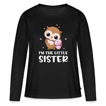 Je suis la petite soeur - petite soeur chouette - T-shirt manches longues Premium bio Femme - noir - Devant - Julia (174cm)