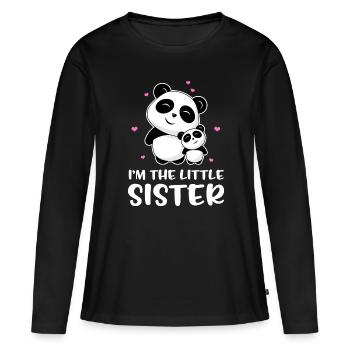 Je suis la petite soeur - Petite soeur panda - T-shirt manches longues Premium bio Femme - noir - Devant - Julia (174cm)