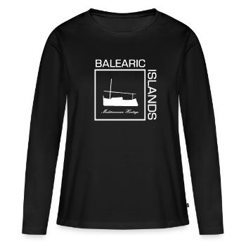 Llaud: Ein mediterranes Erbe auf den Balearen - Frauen Premium Bio Langarmshirt - Schwarz - Vorne - Julia (174cm)