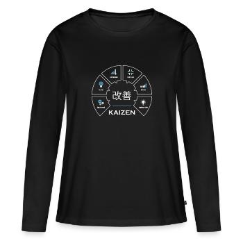 Kaizen Concept Japonais - T-shirt manches longues Premium bio Femme - noir - Devant - Julia (174cm)