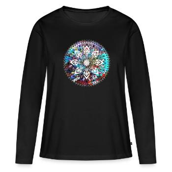 Mandala, coloré, motif, orient, graffiti - T-shirt manches longues Premium bio Femme - noir - Devant - Julia (174cm)