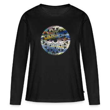 Mandala, coloré, motif, orient, graffiti - T-shirt manches longues Premium bio Femme - noir - Devant - Julia (174cm)