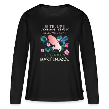 martinique Cadeau drôle pour femme - T-shirt manches longues Premium bio Femme - noir - Devant - Julia (174cm)