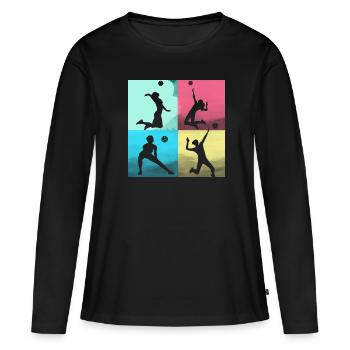 volleyball,volleyballer,beachball,colorful - Women's Premium Organic Long Sleeve Shirt - black - Front - Julia (174cm)