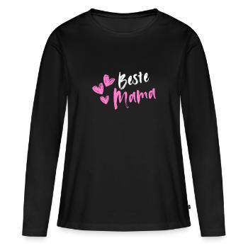 Beste MaMa Herzchen - Frauen Premium Bio Langarmshirt - Schwarz - Vorne - Julia (174cm)