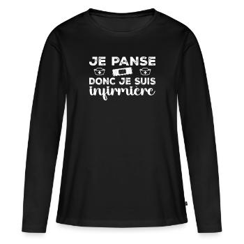 Je Panse Donc Je Suis Infirmière - T-shirt manches longues Premium bio Femme - noir - Devant - Julia (174cm)