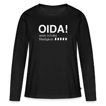 OIDA - Wiener Slang - Frauen Premium Bio Langarmshirt - Schwarz - Vorne - Julia (174cm)
