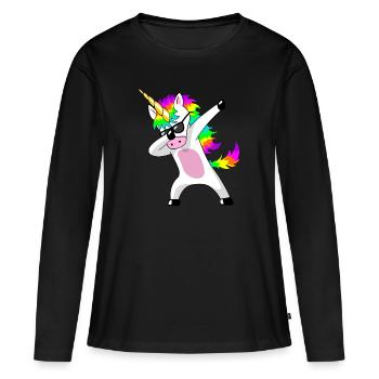 Licorne Dabbing Unicorn cadeau de licorne - T-shirt manches longues Premium bio Femme - noir - Devant - Julia (174cm)