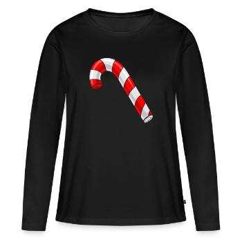 canne à sucre de Noël - T-shirt manches longues Premium bio Femme - noir - Devant - Julia (174cm)