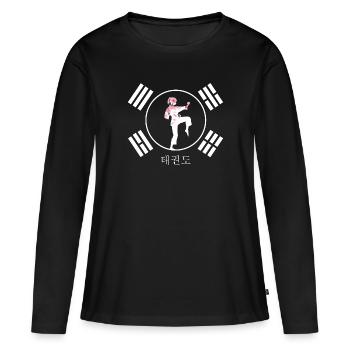 Taekwondo Arts Martiaux Tous Combat Sport de Contact TKD - T-shirt manches longues Premium bio Femme - noir - Devant - Julia (174cm)