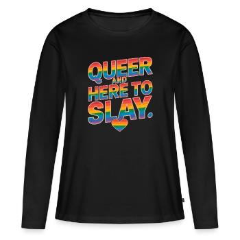 Queer et ici pour tuer les LGBTQ Mois de la fierté gaie LGBT - T-shirt manches longues Premium bio Femme - noir - Devant - Julia (174cm)
