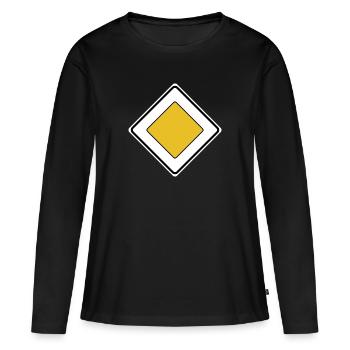 Droit de passage, panneau de signalisation routière, rue - T-shirt manches longues Premium bio Femme - noir - Devant - Julia (174cm)