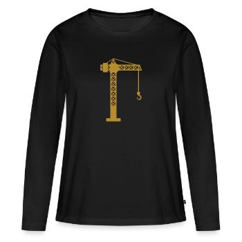 Grue chantier - T-shirt manches longues Premium bio Femme - noir - Devant - Julia (174cm)