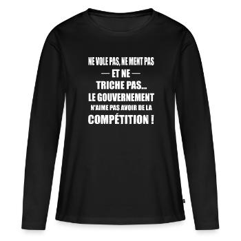 Ne vole pas, ne ment pas, et ne triche pas t-shirt - T-shirt manches longues Premium bio Femme - noir - Devant - Julia (174cm)