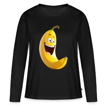 Banane - T-shirt manches longues Premium bio Femme - noir - Devant - Julia (174cm)