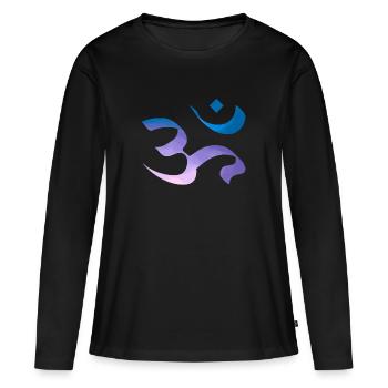 om - Frauen Premium Bio Langarmshirt - Schwarz - Vorne - Julia (174cm)