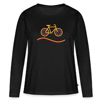 Fahrrad - Frauen Premium Bio Langarmshirt - Schwarz - Vorne - Julia (174cm)