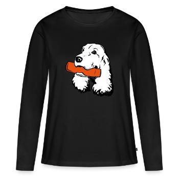 Cocker Spaniel with Dummy - Women's Premium Organic Long Sleeve Shirt - black - Front - Julia (174cm)