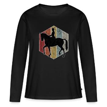 Dressage Équitation Cavaliers de dressage Équitation Équitation - T-shirt manches longues Premium bio Femme - noir - Devant - Julia (174cm)