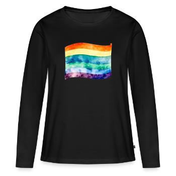 Drapeau LGBT - T-shirt manches longues Premium bio Femme - noir - Devant - Julia (174cm)