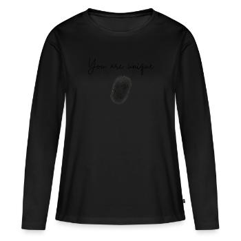 Du bist einzigartig - Frauen Premium Bio Langarmshirt - Schwarz - Vorne - Julia (174cm)