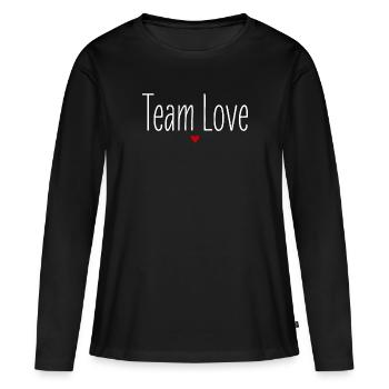 L’équipe de la Saint-Valentin Amour, Coeur, Je t’aime, Couple - T-shirt manches longues Premium bio Femme - noir - Devant - Julia (174cm)