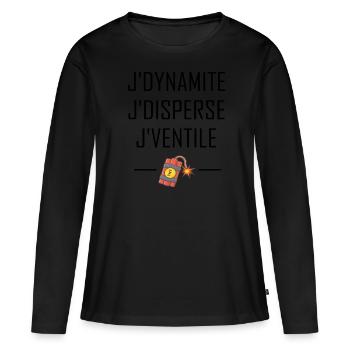 J'dynamite t-shirt citations cadeau humour - T-shirt manches longues Premium bio Femme - noir - Devant - Julia (174cm)