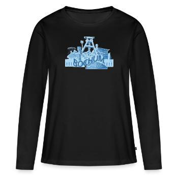Bochum - Frauen Premium Bio Langarmshirt - Schwarz - Vorne - Julia (174cm)