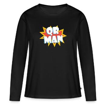 QR MAN health pass humor gift - Women's Premium Organic Long Sleeve Shirt - black - Front - Julia (174cm)