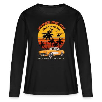 Heure d’été Fun-Sentiment d’été - T-shirt manches longues Premium bio Femme - noir - Devant - Julia (174cm)