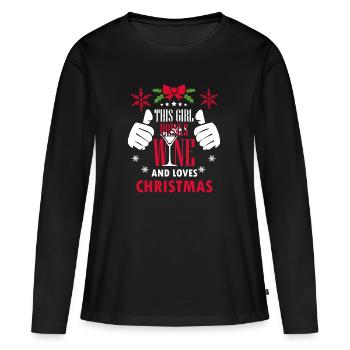 Fille d'amour de Noël de Noël cadeau de Noël - T-shirt manches longues Premium bio Femme - noir - Devant - Julia (174cm)