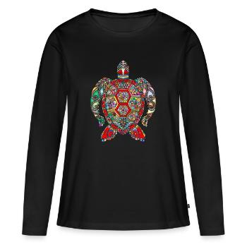 Tortue de mer Hindi - T-shirt manches longues Premium bio Femme - noir - Devant - Julia (174cm)