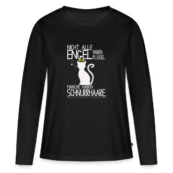 Katzen Shirt - Engel Schnurrhaare - Frauen Premium Bio Langarmshirt - Schwarz - Vorne - Julia (174cm)