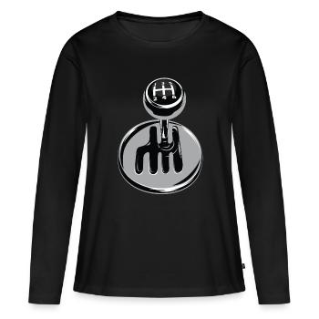 Gangschaltung - Autosport - Frauen Premium Bio Langarmshirt - Schwarz - Vorne - Julia (174cm)