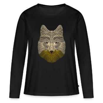 Tier Wildnis Löwe - Frauen Premium Bio Langarmshirt - Schwarz - Vorne - Julia (174cm)