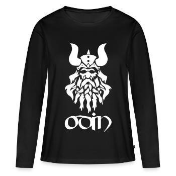 Dieu nordique Odin (blanc) - T-shirt manches longues Premium bio Femme - noir - Devant - Julia (174cm)
