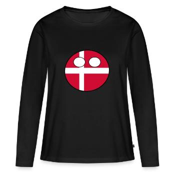 Countryball Land Heimat Dänemark - Frauen Premium Bio Langarmshirt - Schwarz - Vorne - Julia (174cm)